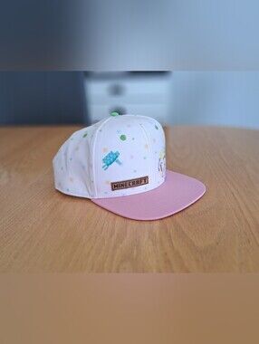 New, Minecraft Pastel Snapback Cap - White & Pink